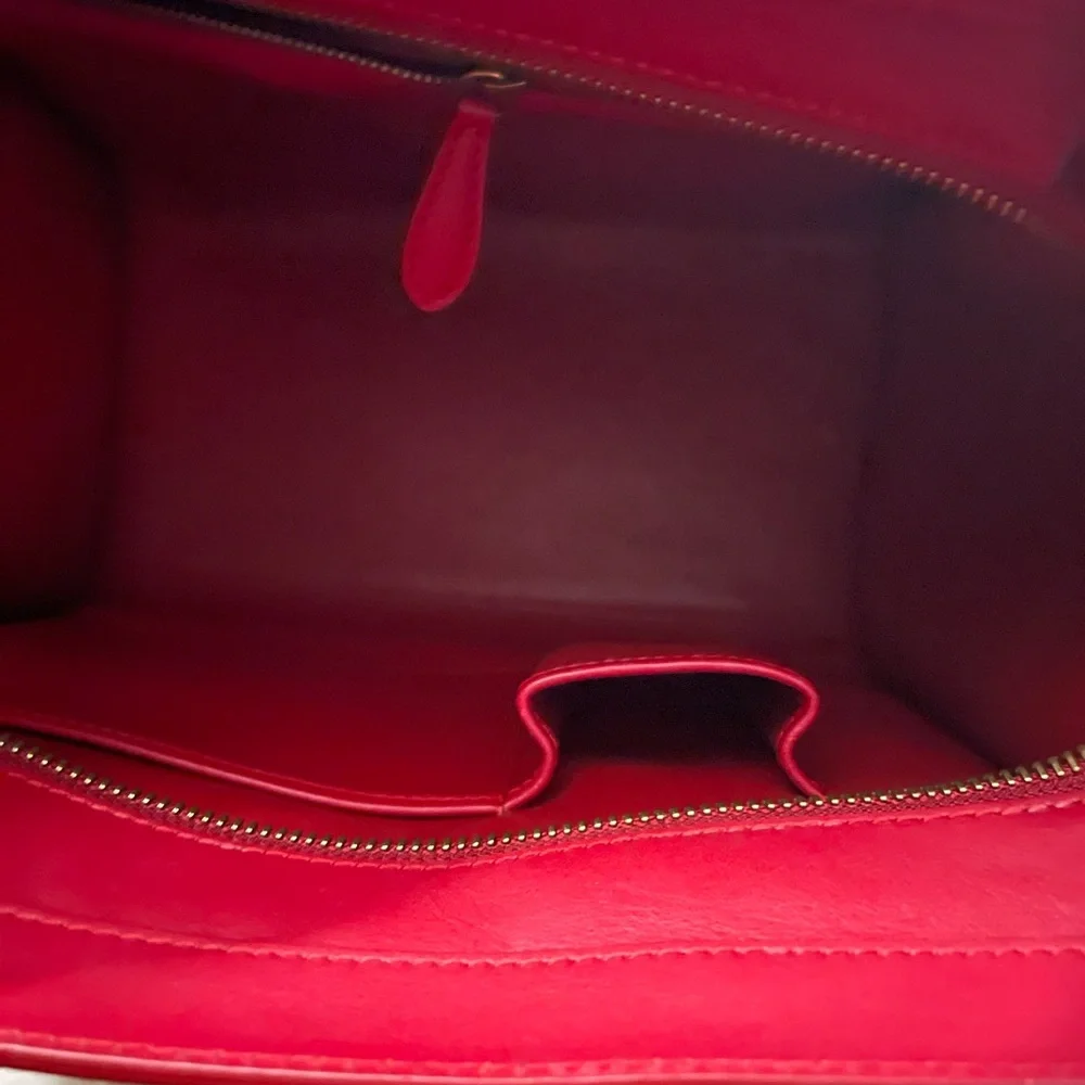 Celine paris hand bag Elegant Red Leather Tote Bag - Picture 6 of 6